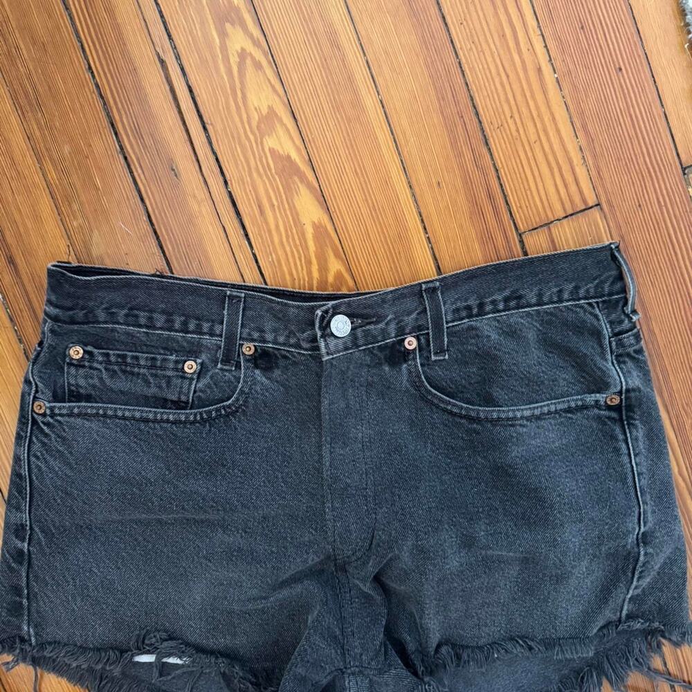 Vintage distressed black levis shorts